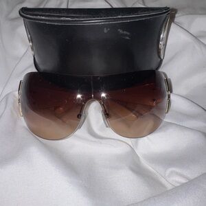 Bvlgari 651B 945/13 Shield Sunglasses Brown / Swarovski Crystals